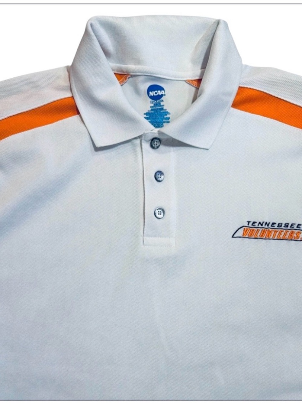 NCAA Tennessee Volunteers Vols White Polo with Orange Accents Size Large - Picture 2 of 5
